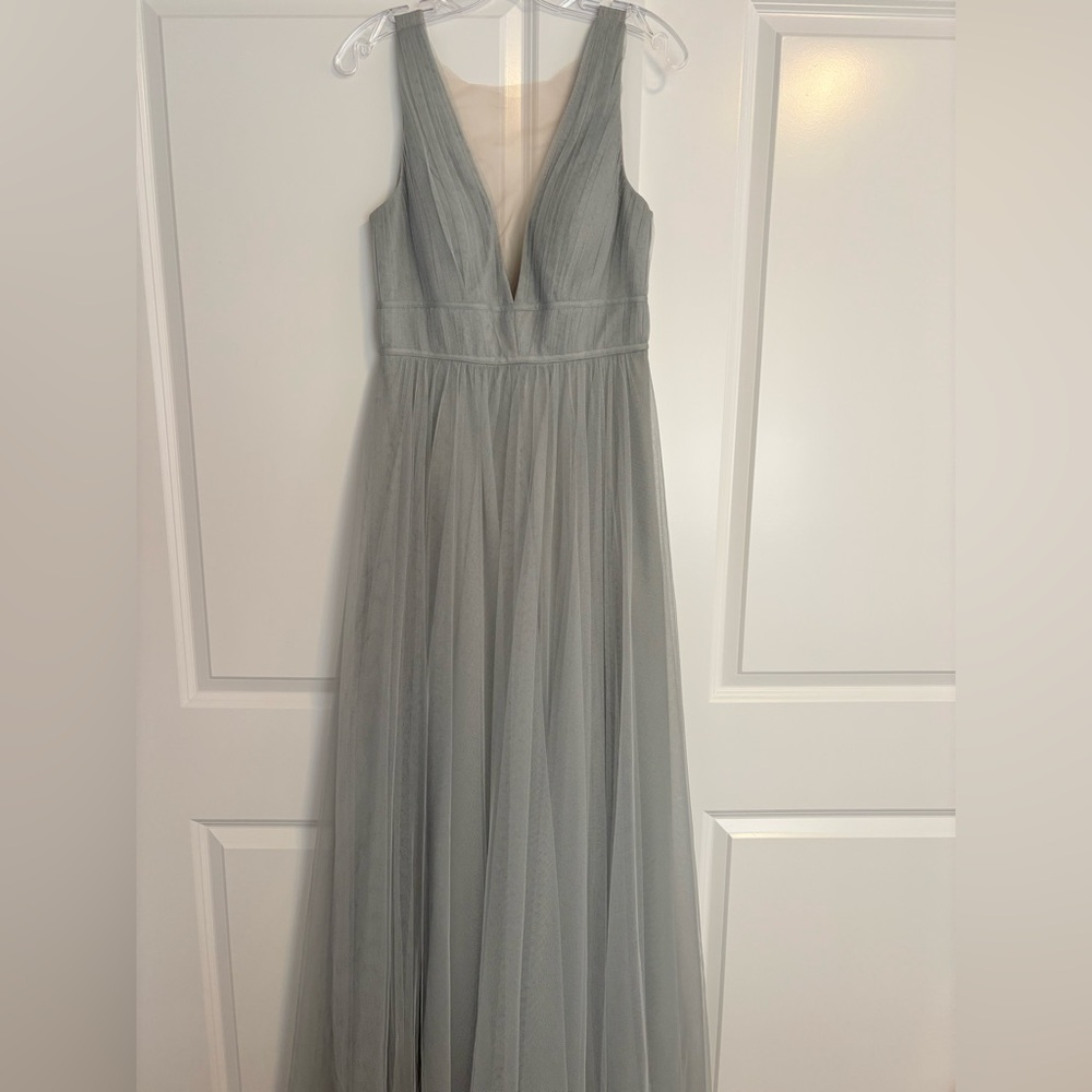 Jenny Yoo Light Gray Maxi Dress